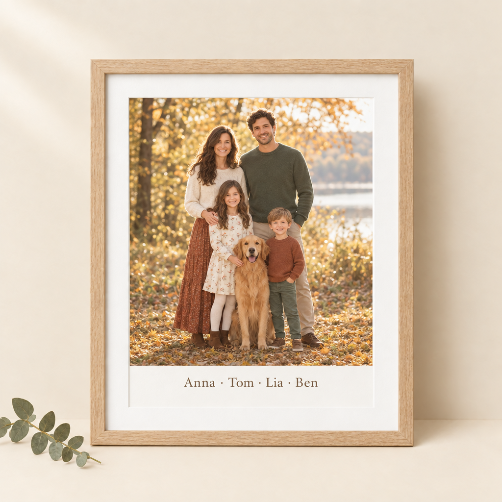 Familien-Poster mit Originalfoto und Namen