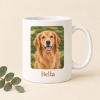 Tasse mit Originalfoto des Hundes und Namen