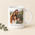 Familien-Tasse mit Originalfoto und Namen