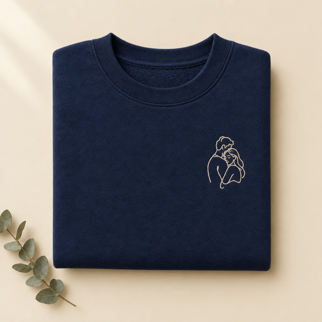 Linienporträt-Pullover in Navy