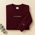 Jahrestag-Pullover in Bordeaux mit römischem Datum