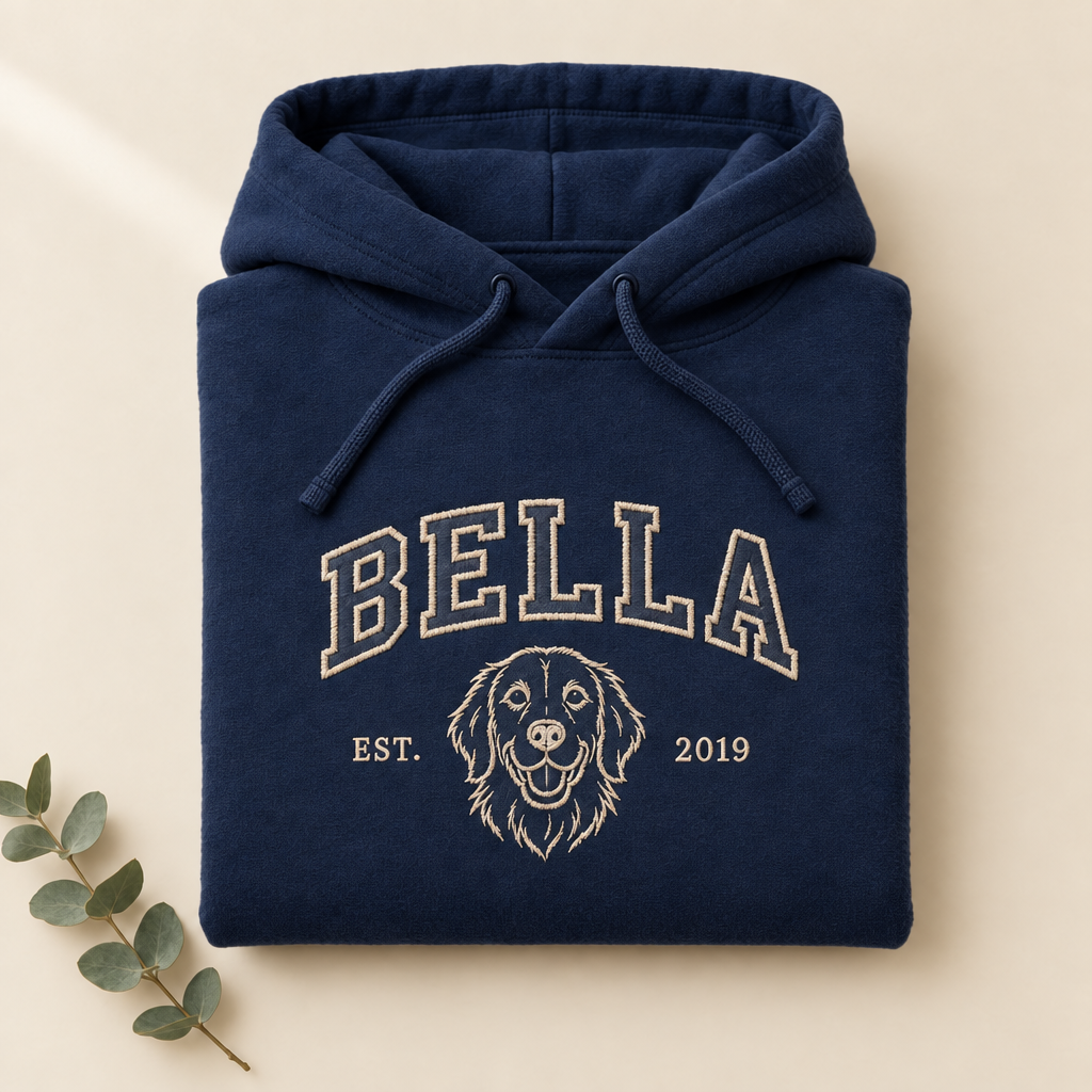 Haustier-Hoodie College in Navy mit Stickerei BELLA