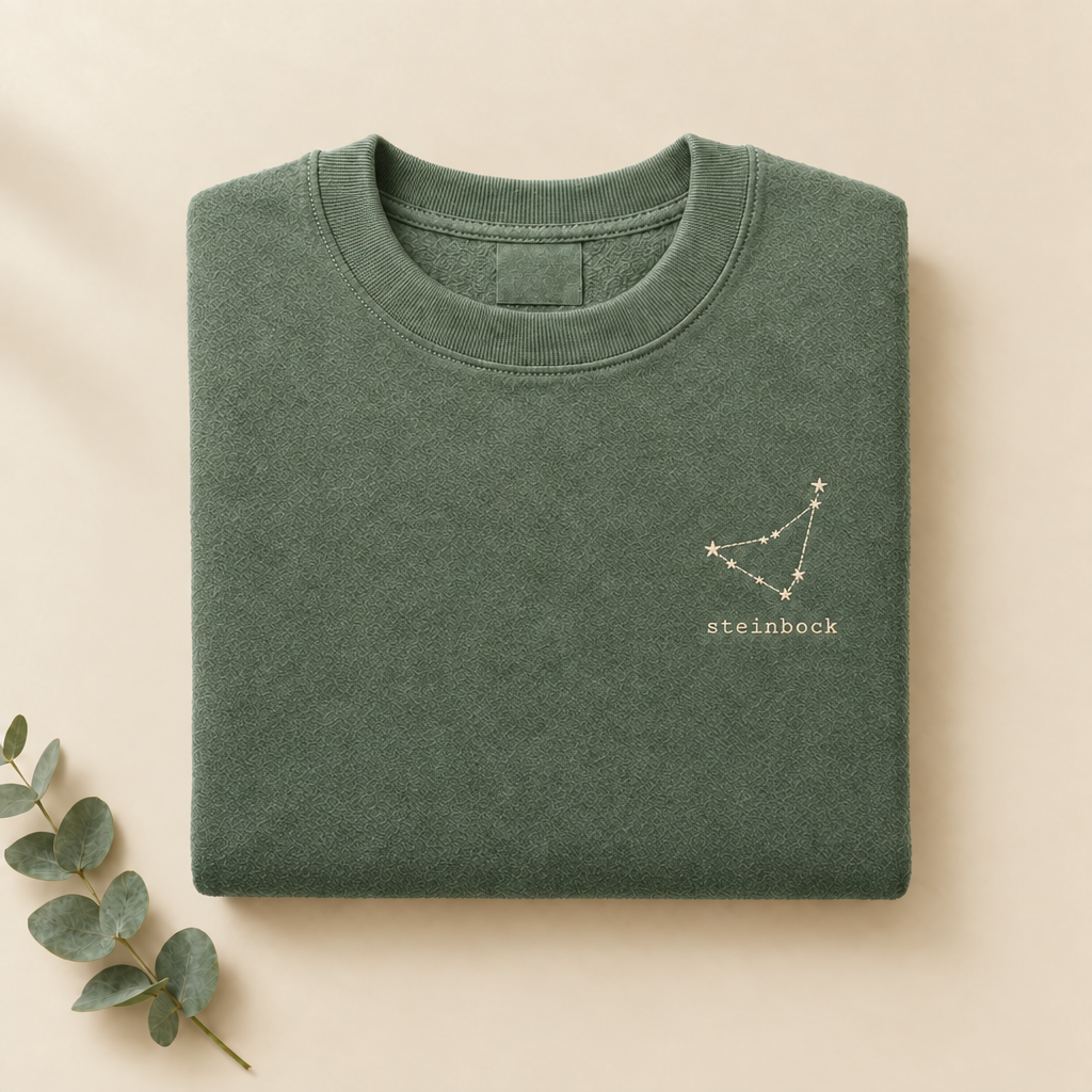 Sternzeichen-Pullover in Salbeigrün mit Sternbild